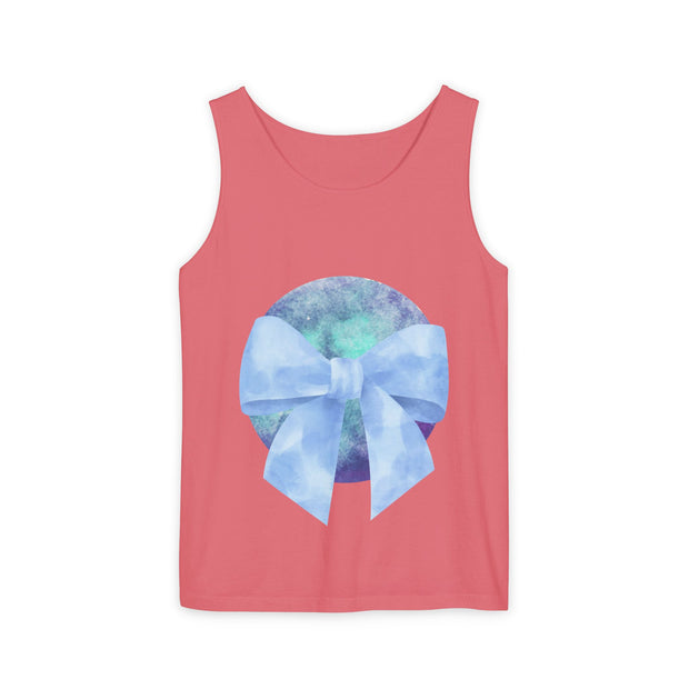 Blue/Green Planet Wrapped In A Bow Unisex Tank Top