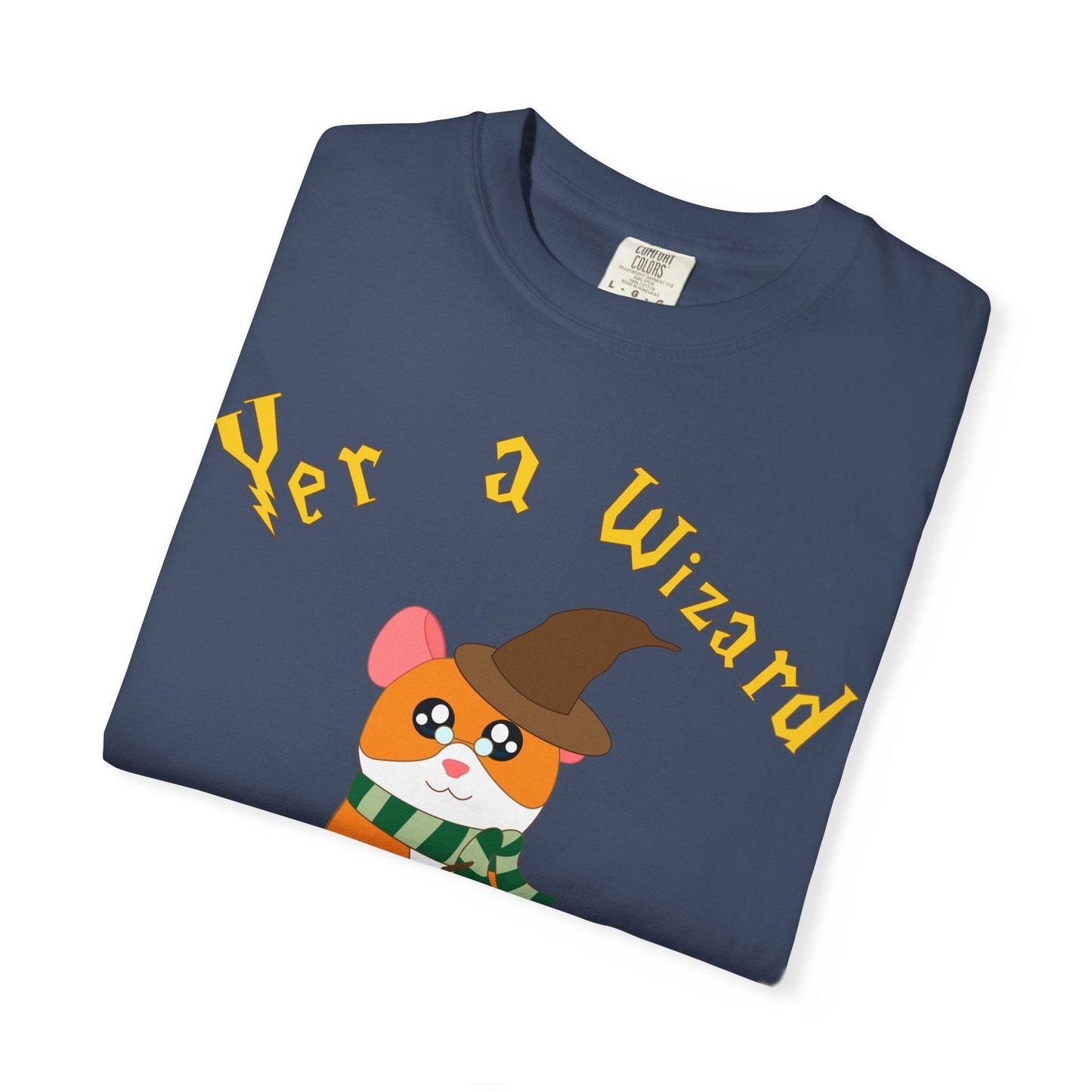 Hammy Wizard Hamster T-Shirt | Cute Wizard Hat Scarf Illustration