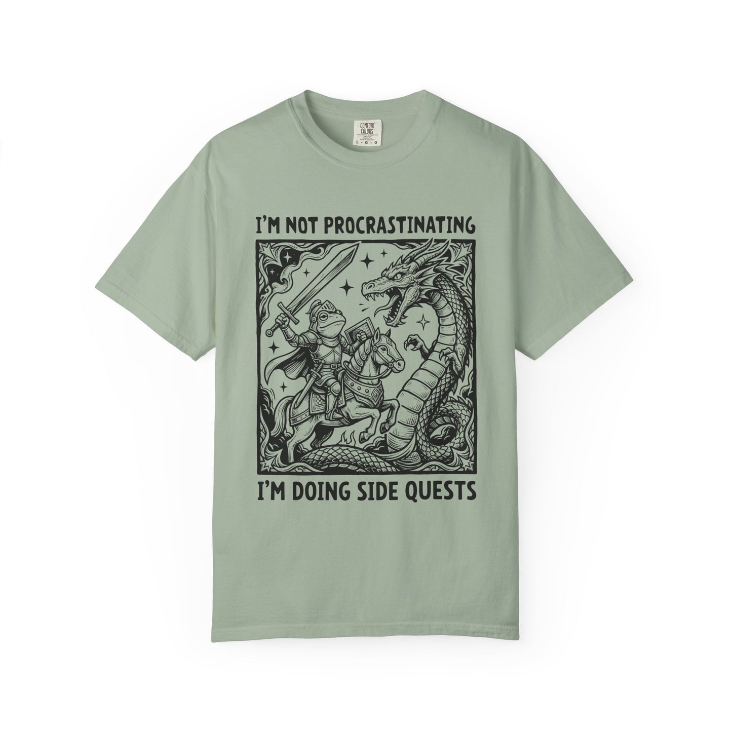 I'm Not Procrastinating I'm Doing Side Quests T-Shirt, Funny Gamer Tee, RPG Knight vs Dragon Shirt, Fantasy Gaming Graphic T-Shirt, Nerd Gift