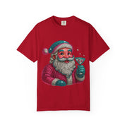 Santa Holding Martini T-Shirt | Vintage Retro Holiday Illustration