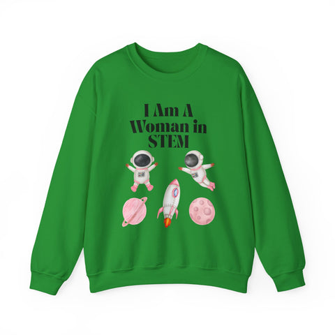 "I Am A Woman in STEM" Astronaut Unisex Crewneck Sweatshirt