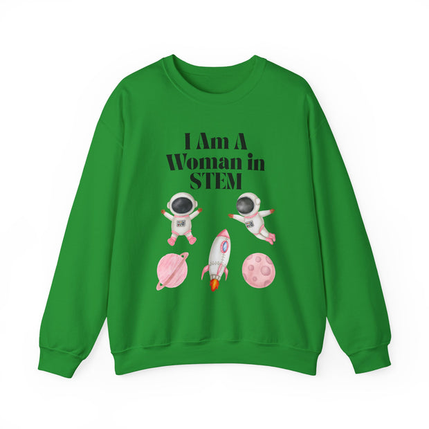 "I Am A Woman in STEM" Astronaut Unisex Crewneck Sweatshirt