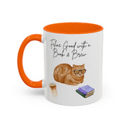 'Feline Good With A Book & Brew' Accent Coffee Mug