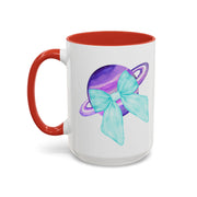 Purple Saturn Wrapped In A Bow Accent Coffee Mug