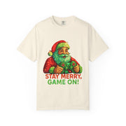 Stay Merry Game On Santa, T-Shirt | Christmas Gamer Holiday Tee