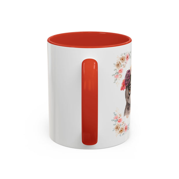Geeky Goddess Dark Gray Cat Accent Coffee Mug