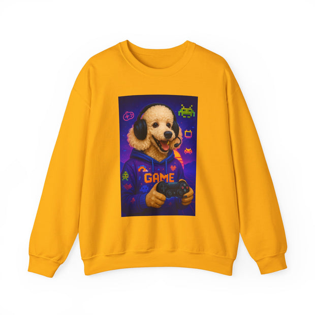Gamer Dog Sweatshirt, Unisex Crewneck, Cute Gaming Apparel, Gift for Pet Lovers, Funny Sweatshirt, Cozy Gaming Clothing