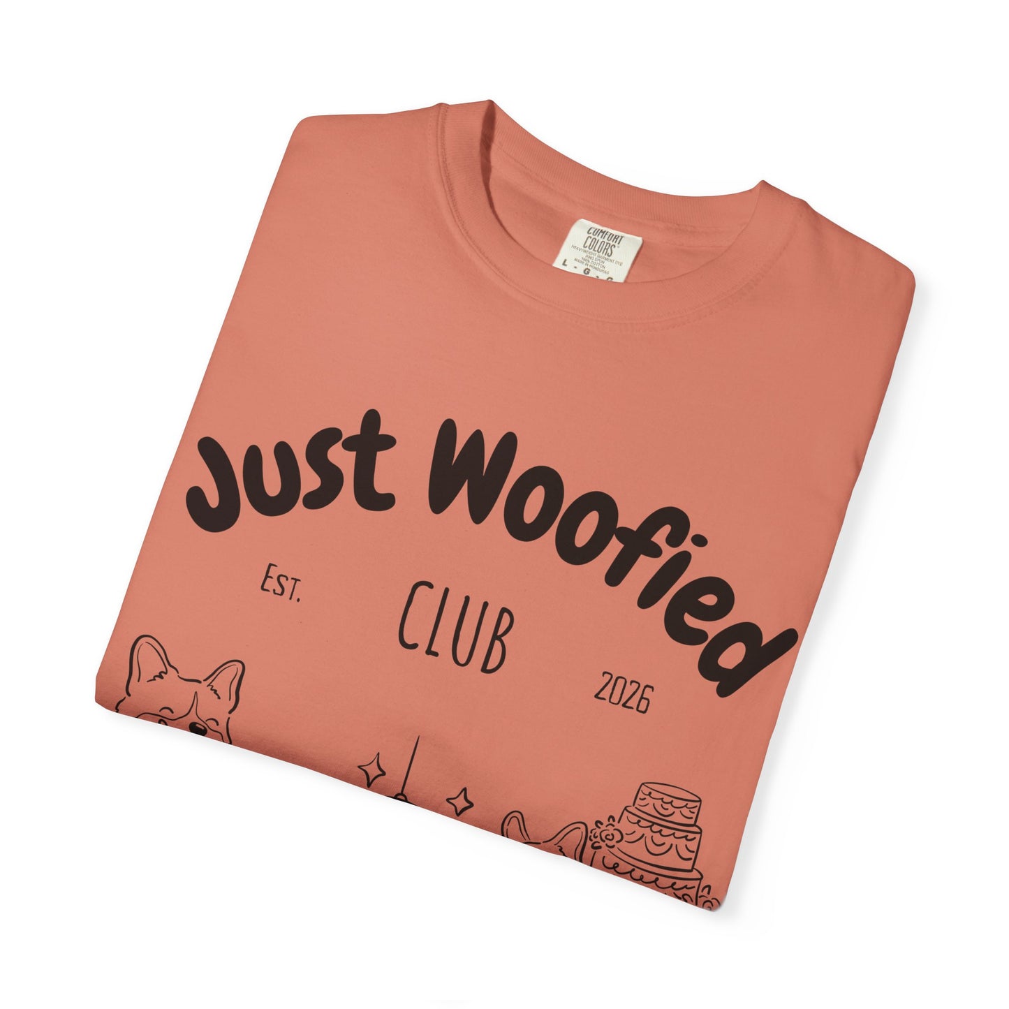 Just Married Dog Wedding Shirt Newlywed Couple Matching T-Shirt Comfort Colors Mr And Mrs Tee Just Woofied Honeymoon Gift For Bride Groom
