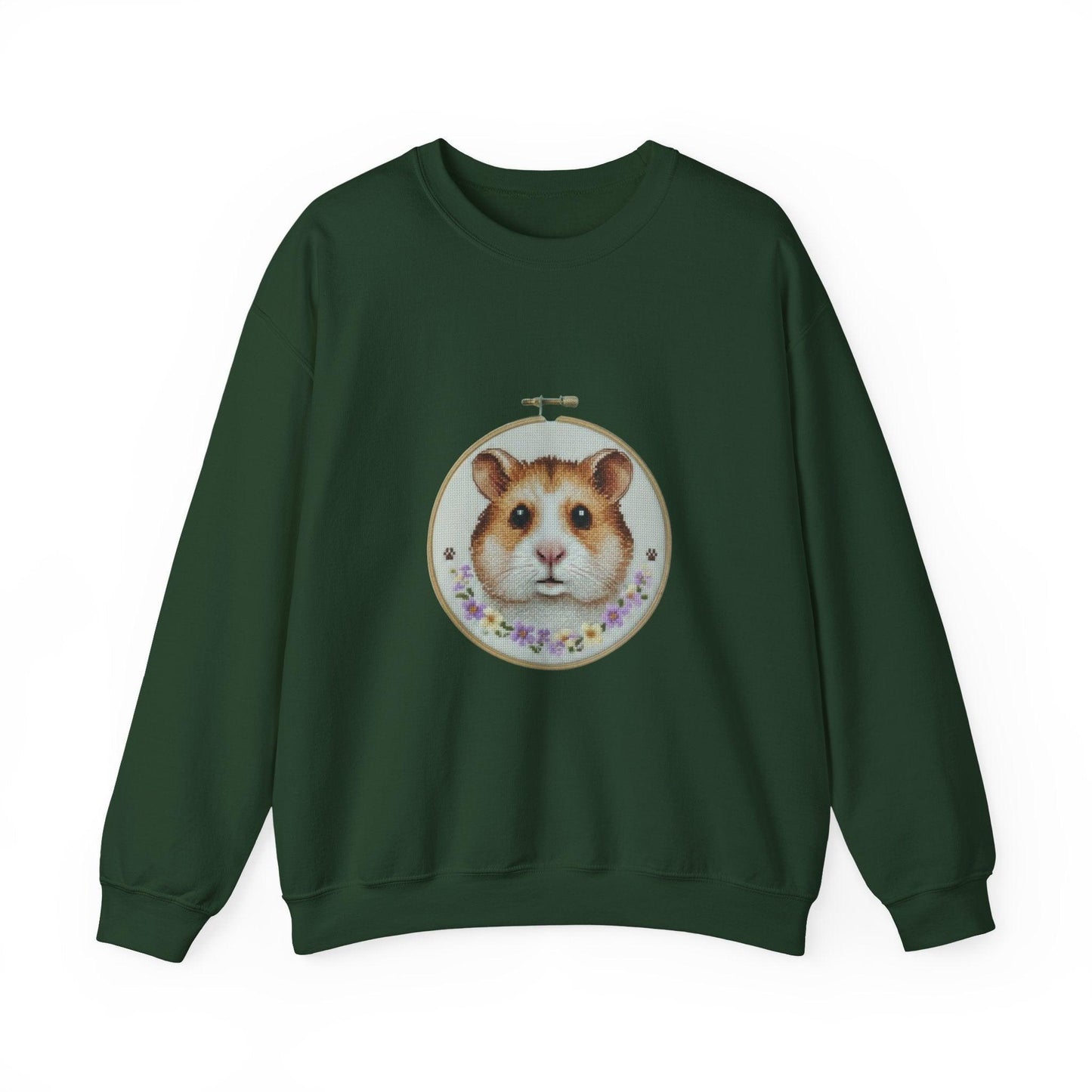 Hamster Portrait Sweatshirt | Embroidery Hoop Floral Frame