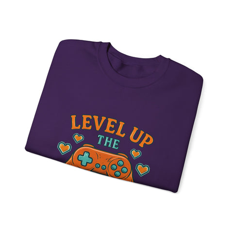 Funny Gamer Sweatshirt, Level Up Leftovers Crewneck, Gifts for Gamers, Casual Wear, Thanksgiving Sweatshirt, Cute Holiday Apparel