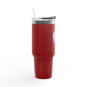 Purple Pumpkin Wrapped In A Bow Insulated Travel Mug, 40oz