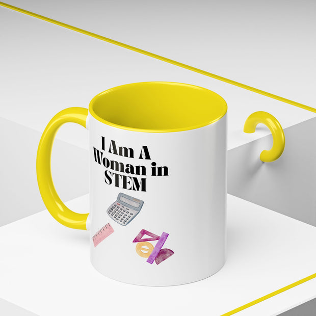 'I Am A Woman In STEM' Accent Coffee Mug