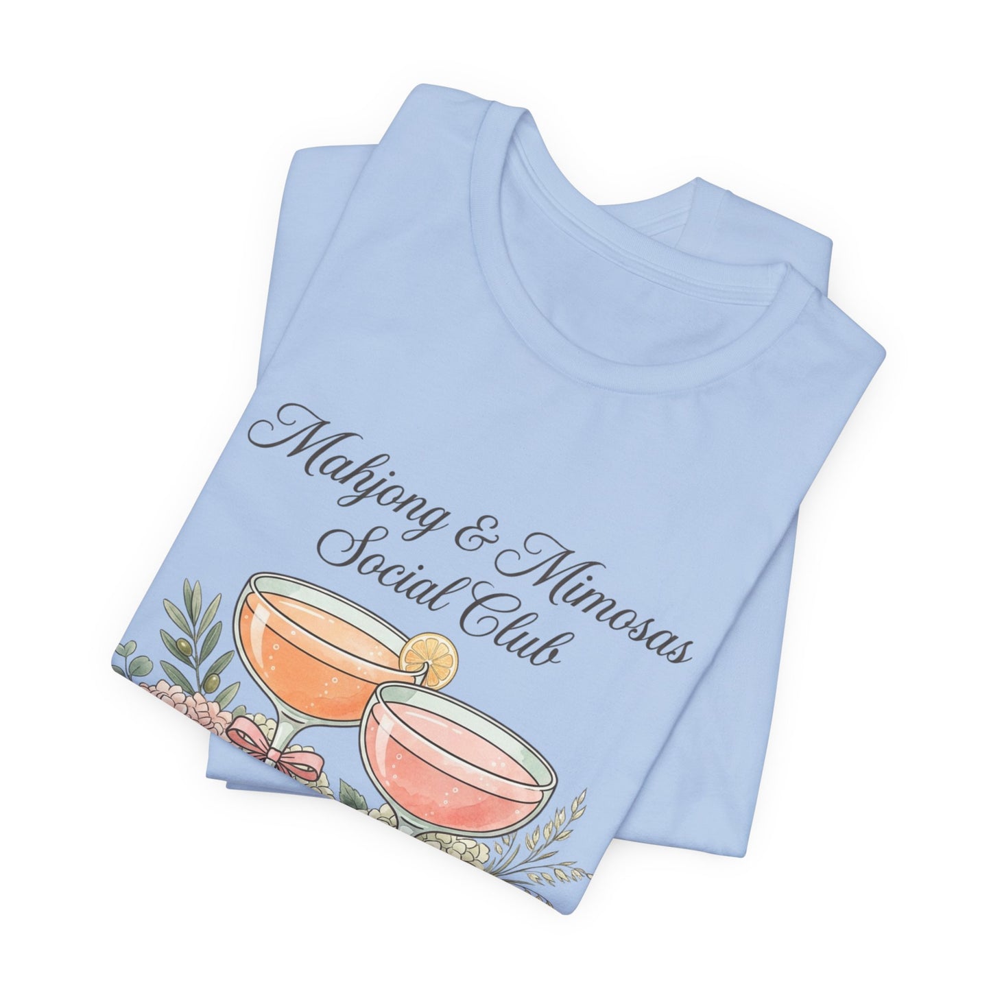Mahjong & Mimosas Shirt, Mahjong Social Club Tee, Pastel Mahjong Graphic T-Shirt, Brunch Club Gift for Her
