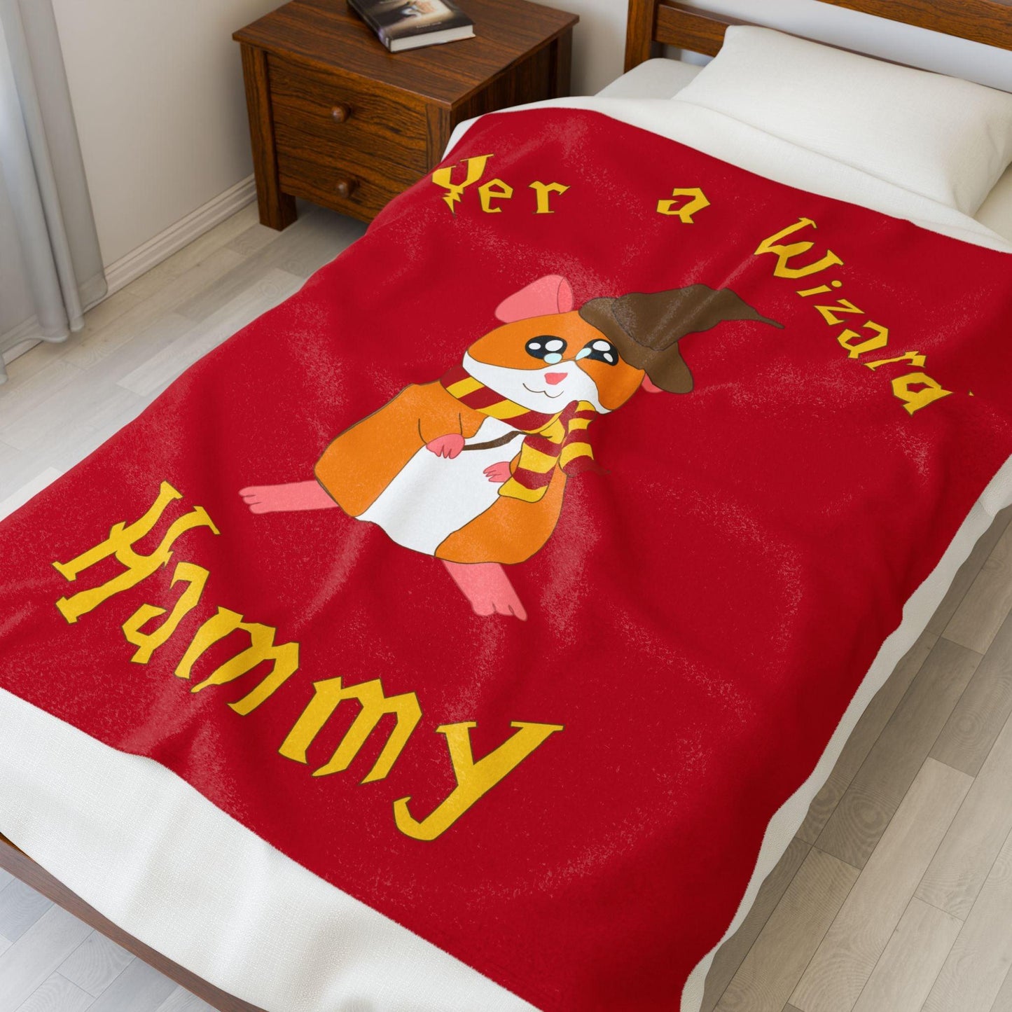 Yer a Wizard Hammy Velveteen Plush Blanket | Cute Wizard Hamster