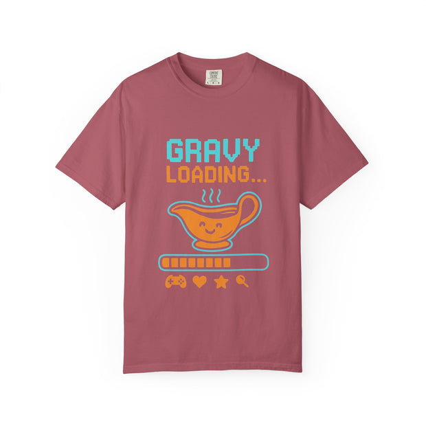 Gravy Loading Unisex Tee, Funny Foodie T-Shirt for Thanksgiving, Casual Wear, Gamer Gift, Comfort Fit