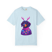 Dachshund in Reindeer Antlers T-Shirt | Christmas Sweater Lights Design
