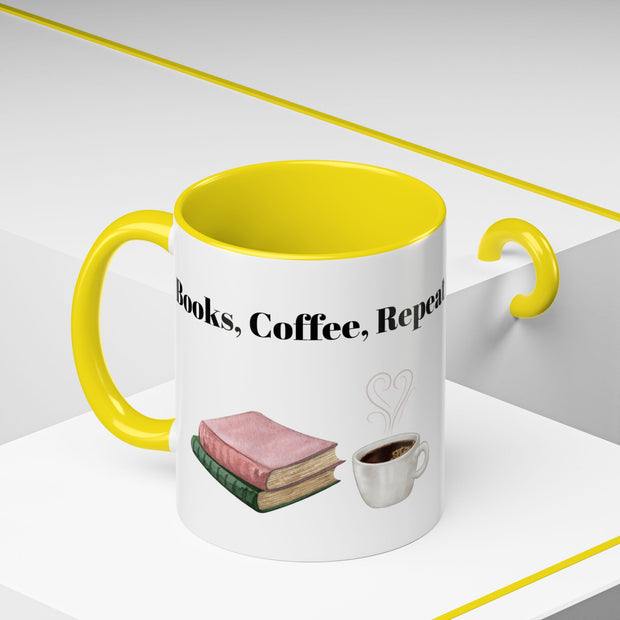 'Books, Coffee, Repeat' Accent Coffee Mug