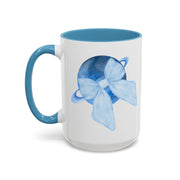 Blue Saturn Wrapped In A Blue Bow Accent Coffee Mug