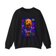 Gaming Golden Doodle Illustration Crewneck Sweatshirt | Retro Arcade Gamer