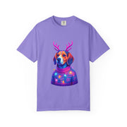 Neon Beagle in Reindeer Antlers T-Shirt | Christmas Dog Sweater Design
