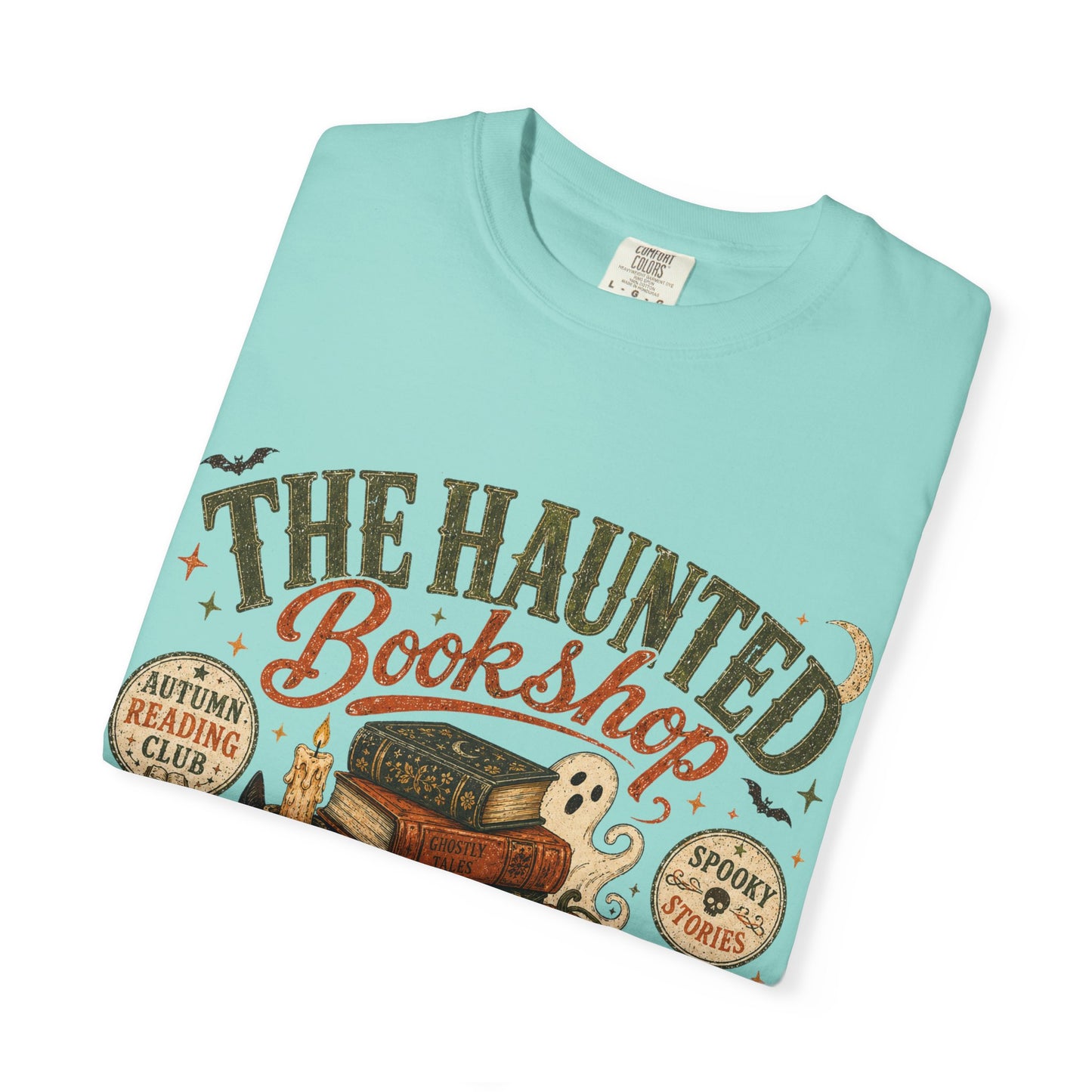 The Haunted Bookshop T-Shirt, Spooky Book Lover Shirt, Cozy Autumn Reading Tee, Halloween Bookstore Graphic, BookTok Reader Gift