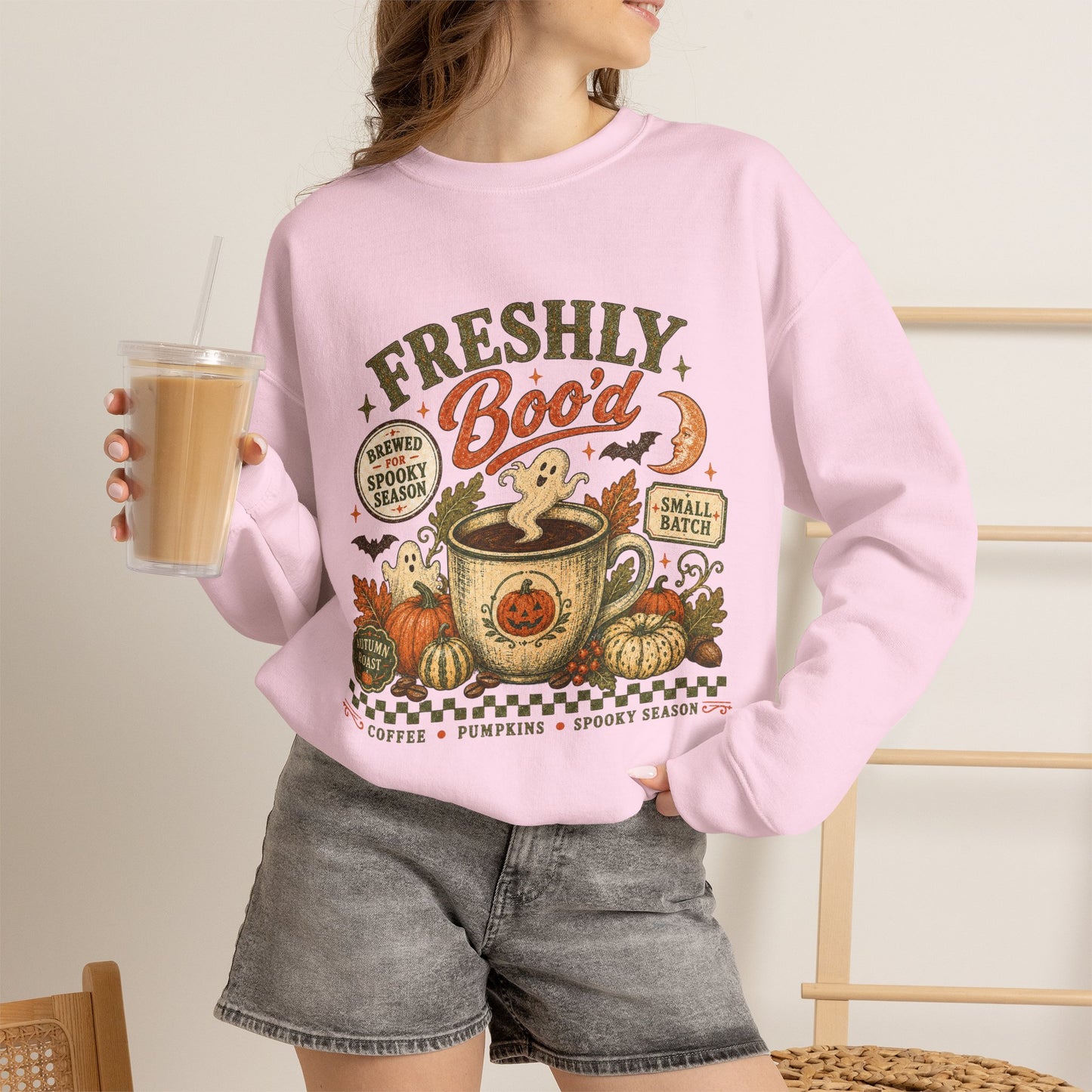Freshly Boo'd Coffee Crewneck Sweatshirt | Pumpkin Spice Autumn
