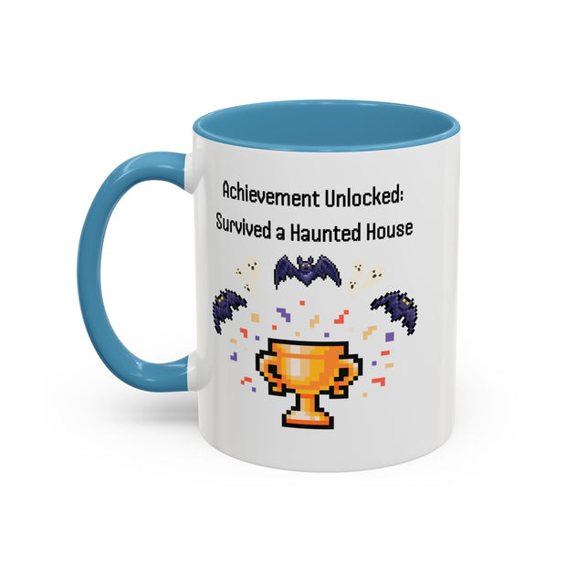 'Achievement Unlocked: Survived A Haunted House' Accent Coffee Mug