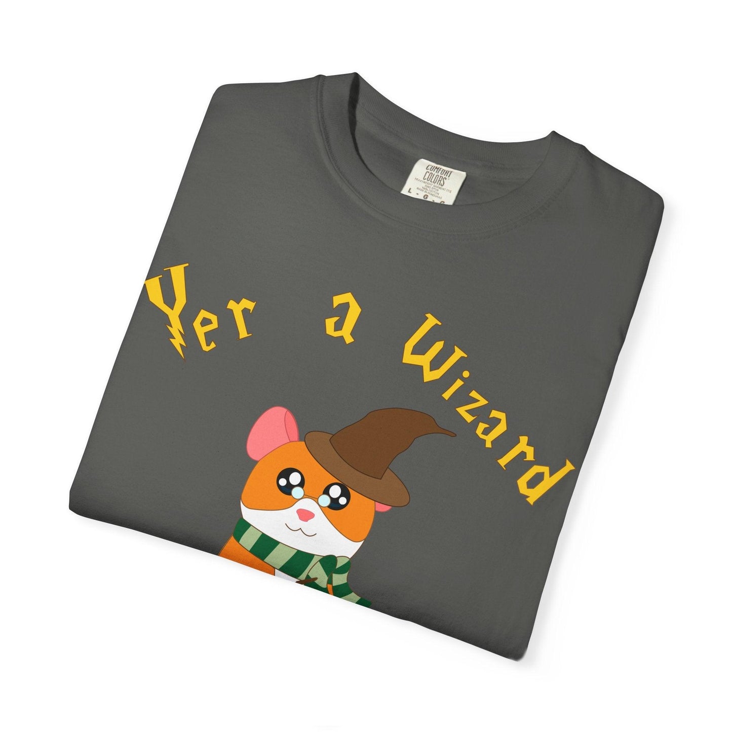Hammy Wizard Hamster T-Shirt | Cute Wizard Hat Scarf Illustration