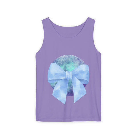 Blue/Green Planet Wrapped In A Bow Unisex Tank Top