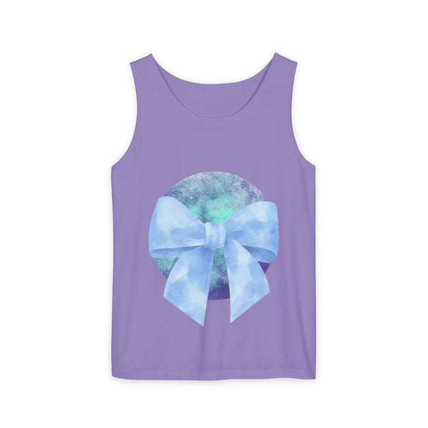 Blue/Green Planet Wrapped In A Bow Unisex Tank Top