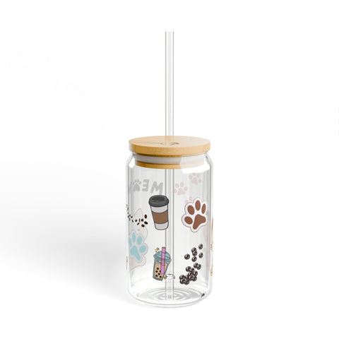 Addicted to Boba, Coffee, and Cats Sipper Glass