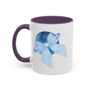 Blue Saturn Wrapped In A Blue Bow Accent Coffee Mug