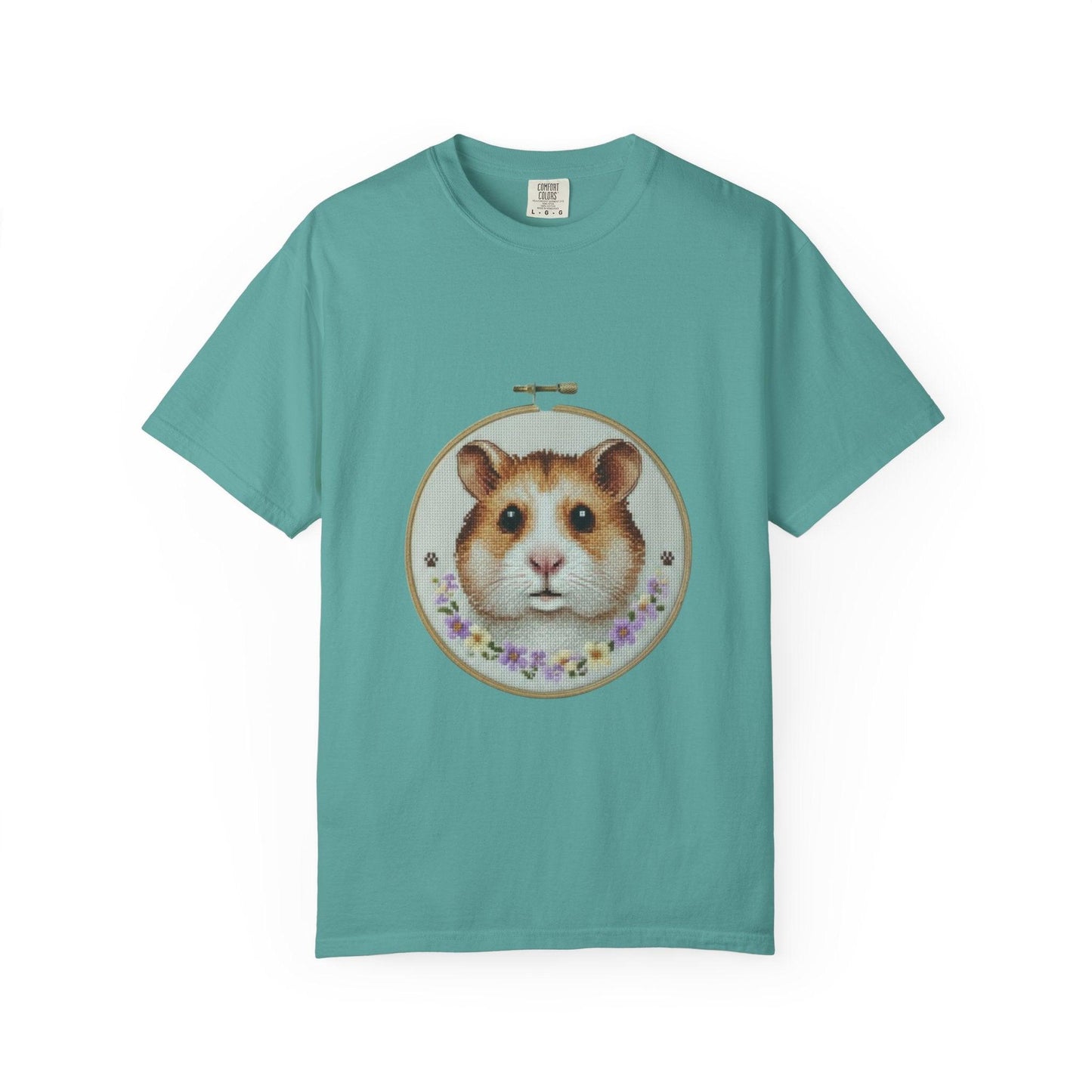 Hamster Portrait Embroidery Hoop T-shirt | Cute Small Pet Illustration