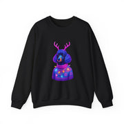 Neon Poodle with Antlers Sweatshirt | Colorful Holiday Sweater Illustration