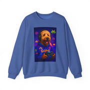 Gaming Golden Doodle Illustration Crewneck Sweatshirt | Retro Arcade Gamer