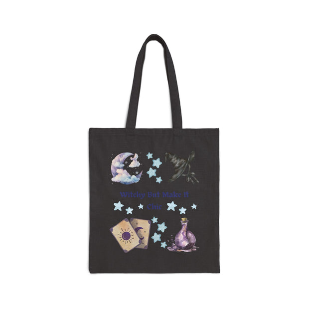 'Witchy But Make It Cute' Cotton Canvas Tote Bag