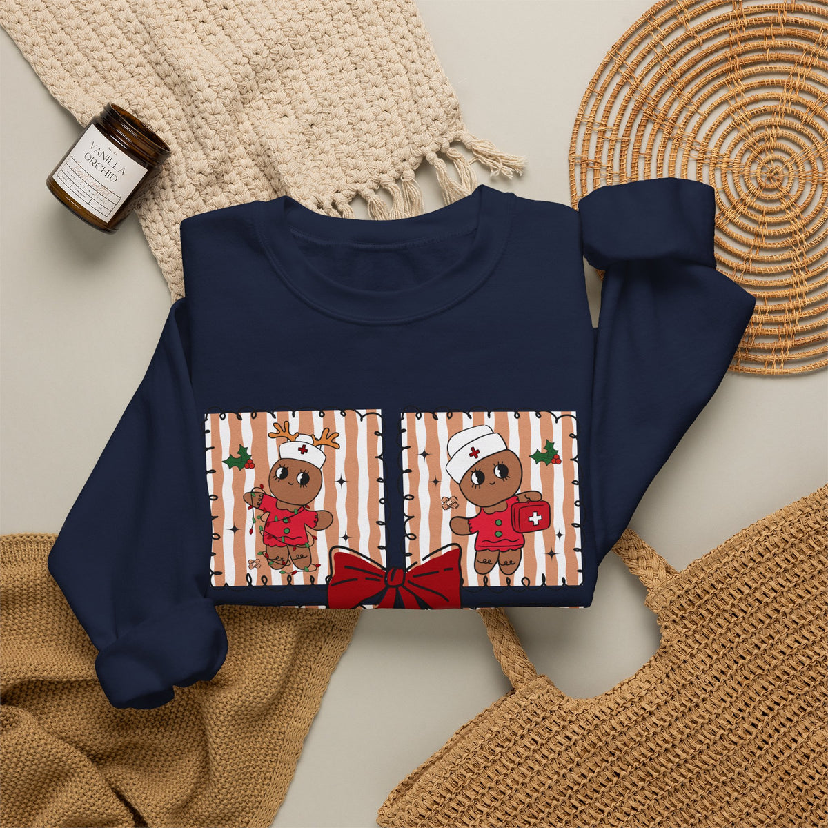 Gingerbread Christmas Sweatshirt, Cute Gingerbread Crewneck, Christmas Bow Sweatshirt, Gingerbread Man Shirt, Funny Holiday Sweater, Christmas Gift