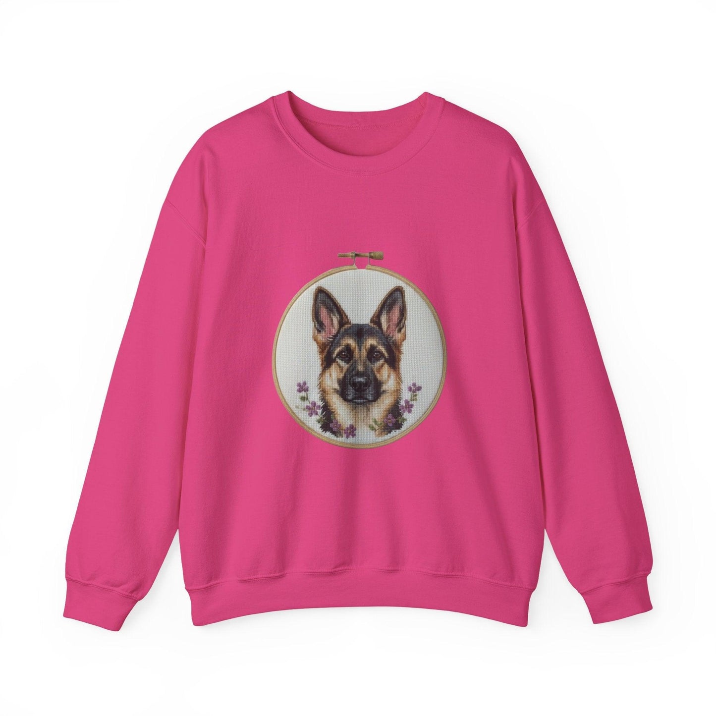 German Shepherd Portrait Embroidery Hoop Sweatshirt | Floral Dog Face