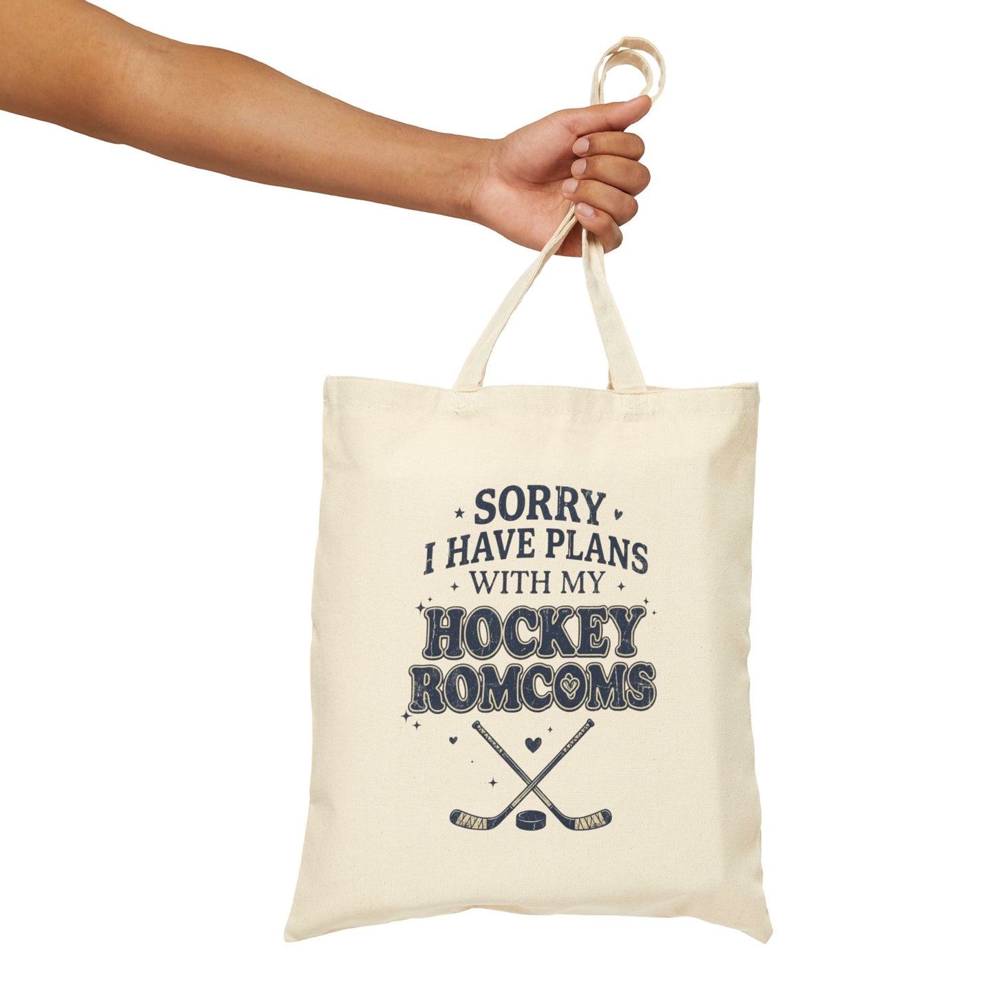 Sorry I Have Plans With My Hockey Romcoms Tote Bag, Hockey Romance Booktok Canvas Tote, Sports Romance Reader Gift