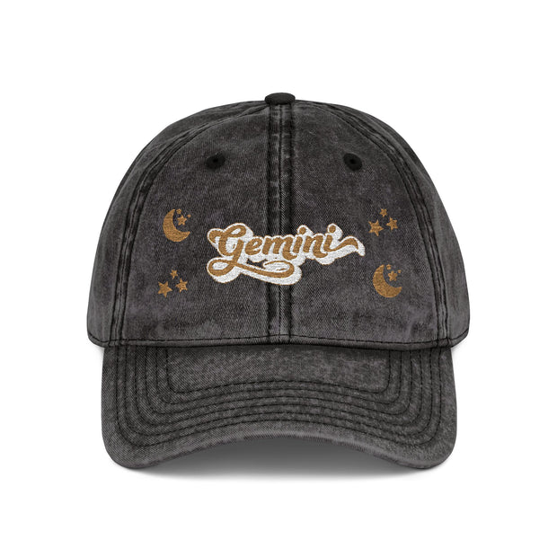 'Gemini' Vintage Wash Embroidered Cap