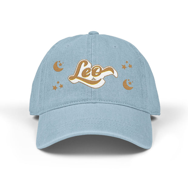 'Leo' Denim Embroidered Cap