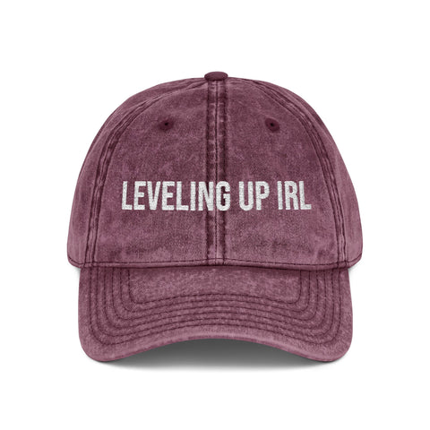 'Leveling Up In IRL' Vintage Embroidered Cap