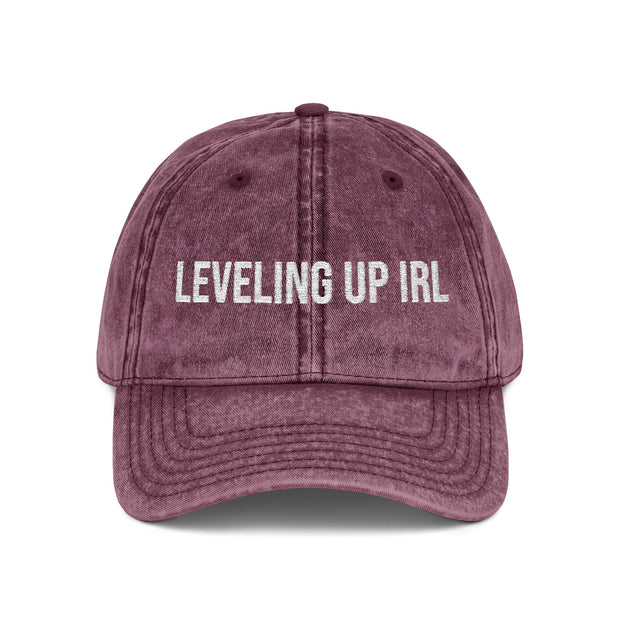 'Leveling Up In IRL' Vintage Embroidered Cap