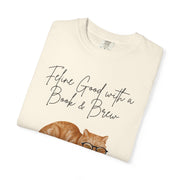 'Feline Good with a Book & Brew' Unisex T-Shirt