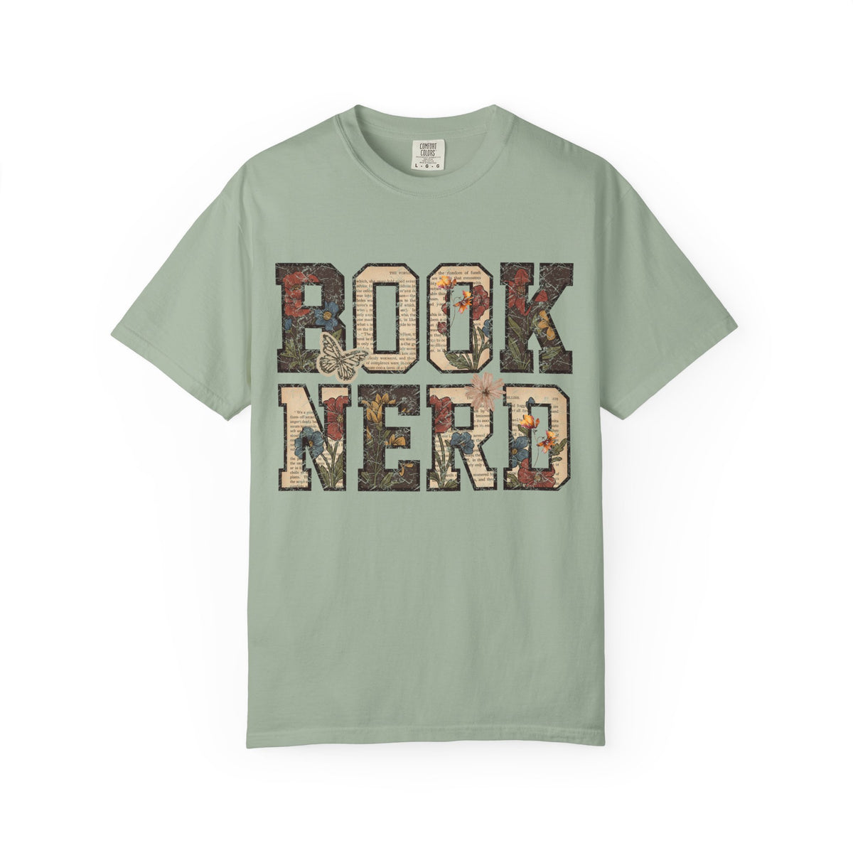 Book Nerd T-Shirt | Vintage Collage Lettering, Reading Lover Tee