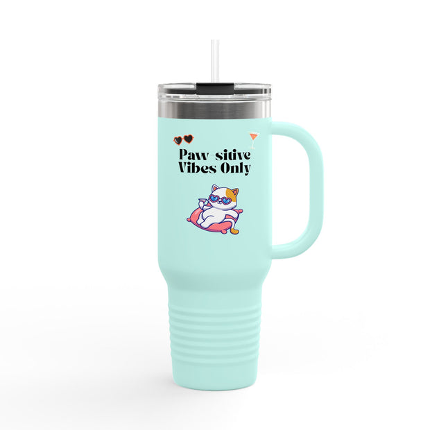 'Paw-sitive Vibes Only' Insulated Travel Mug, 40oz