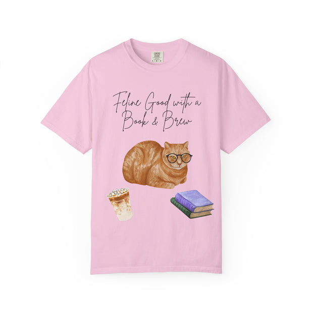 'Feline Good with a Book & Brew' Unisex T-Shirt