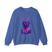 Neon Reindeer English Mastiff Sweatshirt | Dog with Antlers, Holiday Lights Sweater
