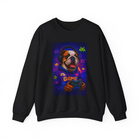 Gaming Dog Crewneck Sweatshirt, Cozy Gamer Gift, Unisex Sweatshirt, Video Game Lover Apparel, Fun Dog Design Sweatshirt