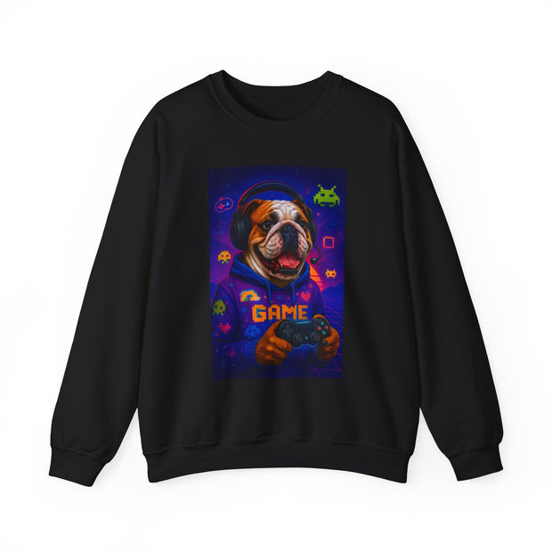 Gaming Dog Crewneck Sweatshirt, Cozy Gamer Gift, Unisex Sweatshirt, Video Game Lover Apparel, Fun Dog Design Sweatshirt